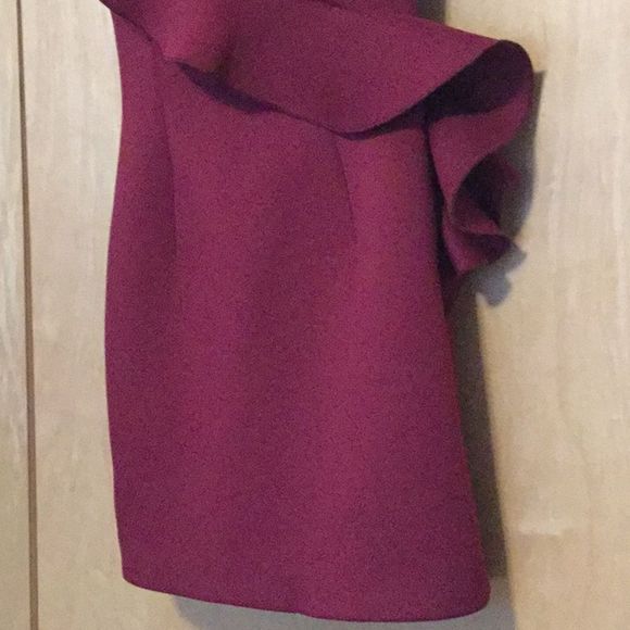 Jovani 63580 One Shoulder Short Dress Burgundy… - Picture 5 of 10